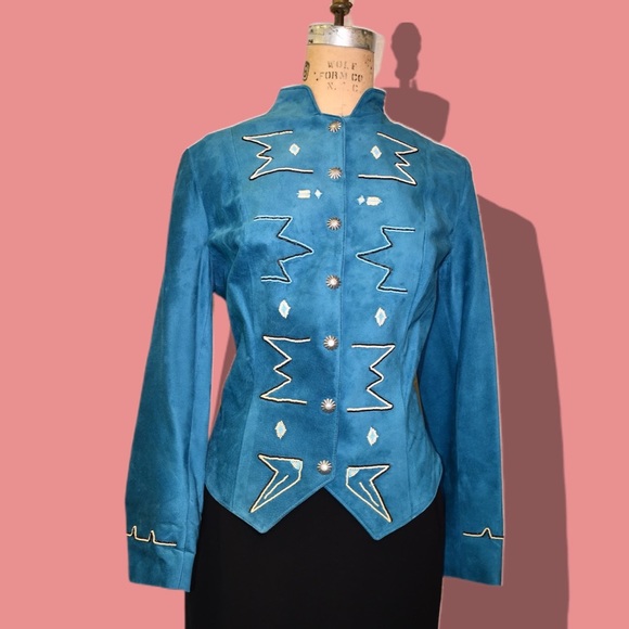 Renegade Spirit Turquoise Leather Jacket - Picture 3 of 8